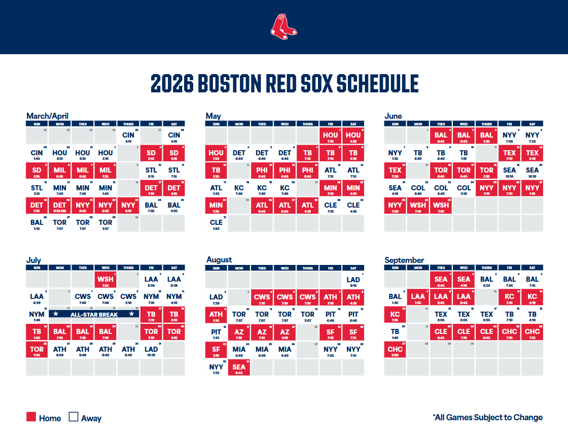 2026 Boston Red Sox regular-season schedule