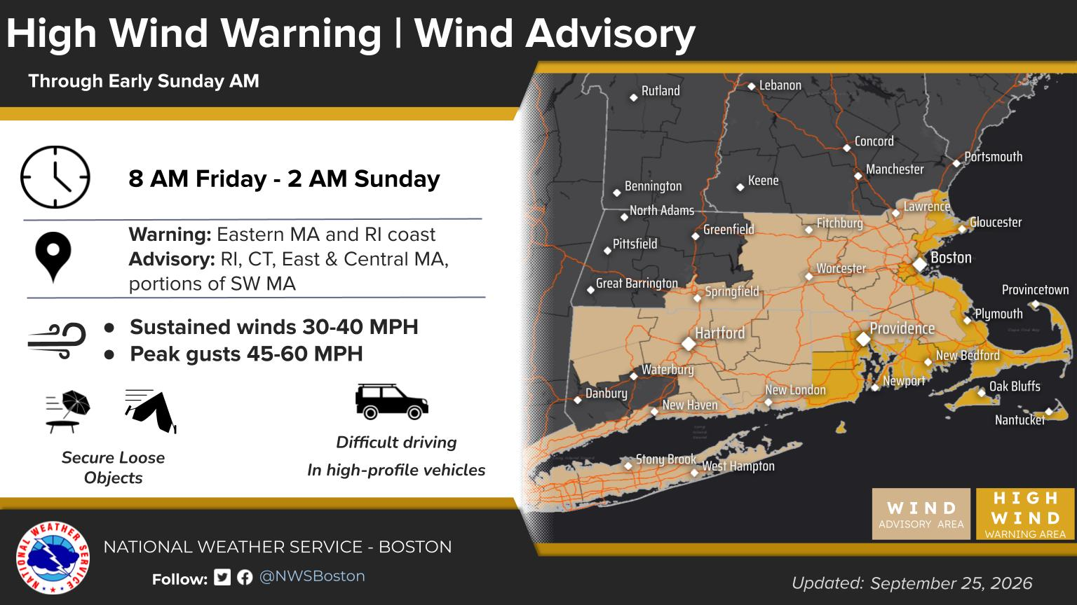 Strong winds and rough seas along with a prolonged period of steady rain